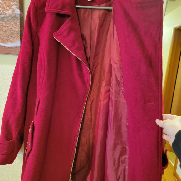 Michael Kors Red Trench Coat with Zipper Accents - Picture 8 of 8